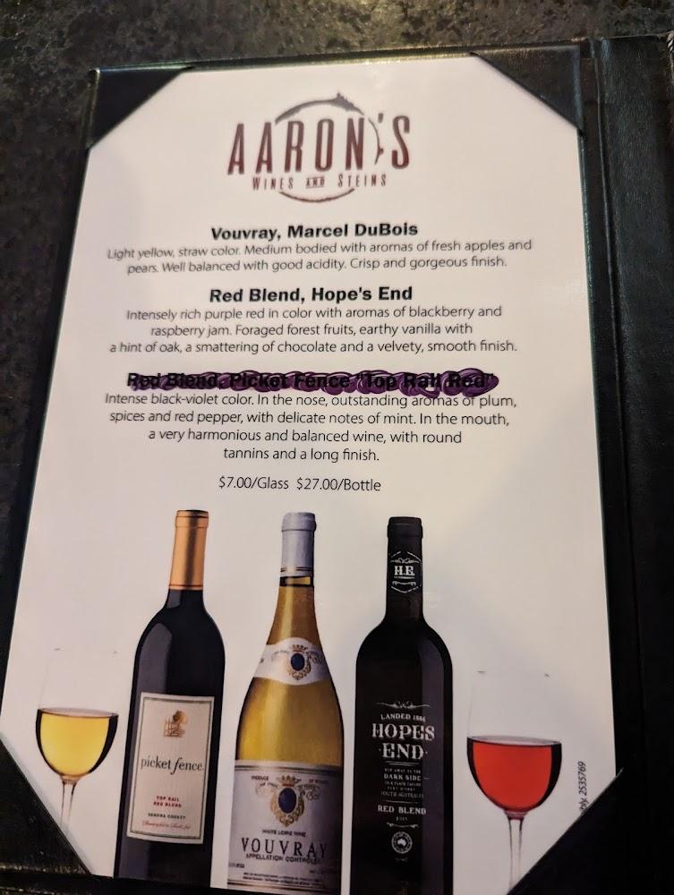 Aaron’s Wines & Steins Menu image 2